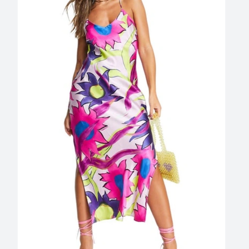Topshop painted floral midi